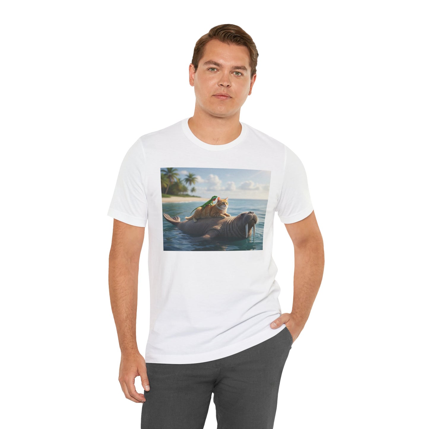 Ocean Friends Unisex T-Shirt - Walrus Cat Lizard Design